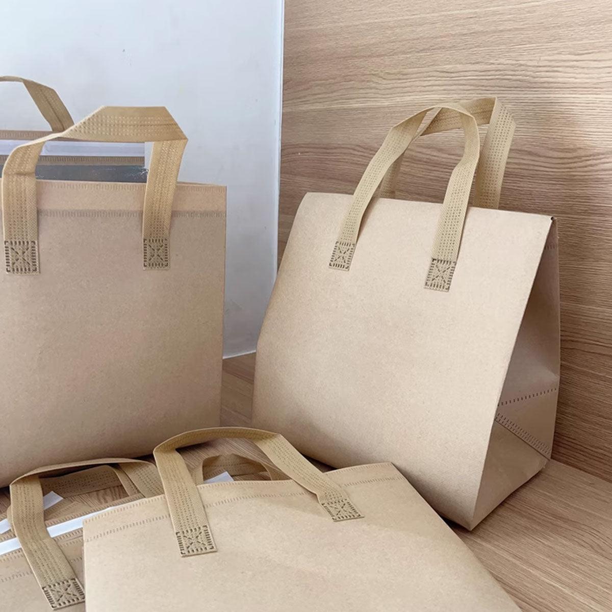 50pcs Thermal Insulation Packing Bag Non Woven Milk Tea Cake Food Storage Bag - Kraft-26x26x17cm V528-FABRIC-BAG-50PCS-KRAFT-244256