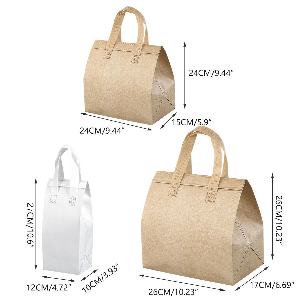 50pcs Thermal Insulation Packing Bag Non Woven Milk Tea Cake Food Storage Bag - Kraft-24x24x15cm V528-FABRIC-BAG-50PCS-KRAFT-753786