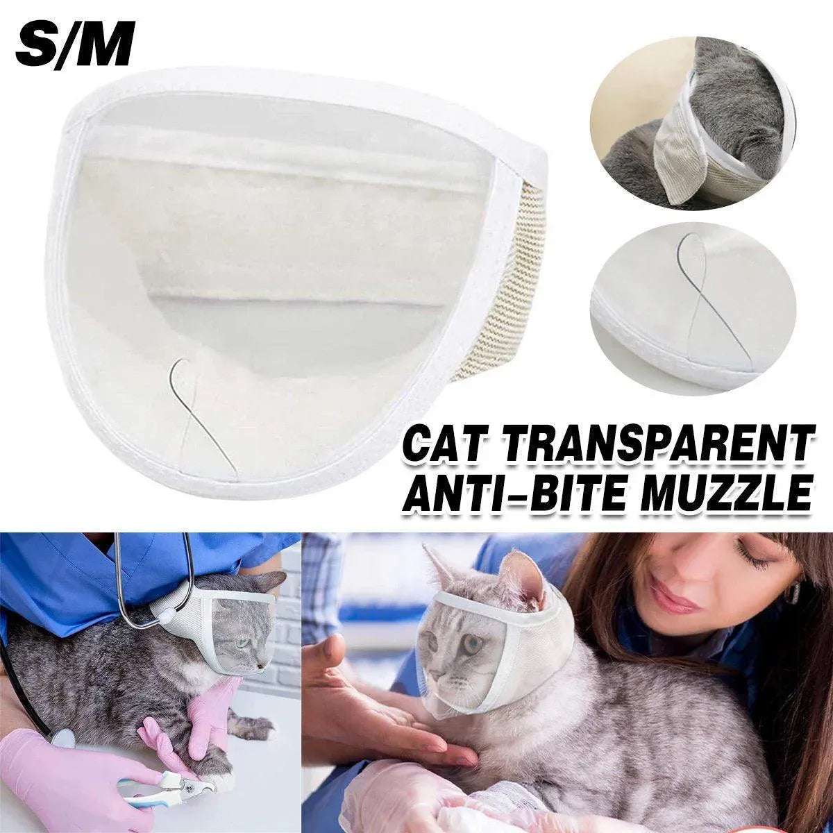 Breathable Pet Headgear Clear Cat Dog Mask Anti Bite Scratch Protective Gear - M V528-FACE-MASK-M-983569