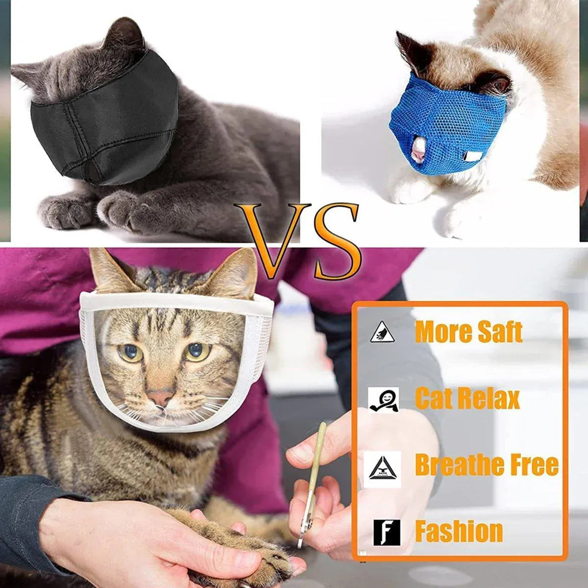 Breathable Pet Headgear Clear Cat Dog Mask Anti Bite Scratch Protective Gear - M V528-FACE-MASK-M-983569