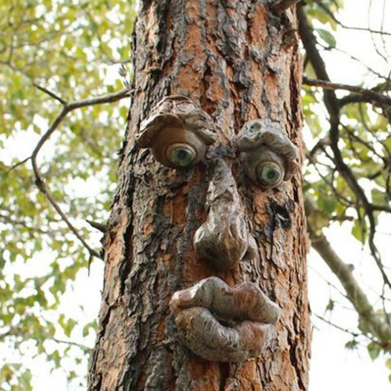 Old Man Tree Hugger Garden Peeker Yard Outdoor Sculpture Whimsical Face Decor - B V528-FACEDECORATION-B-737223