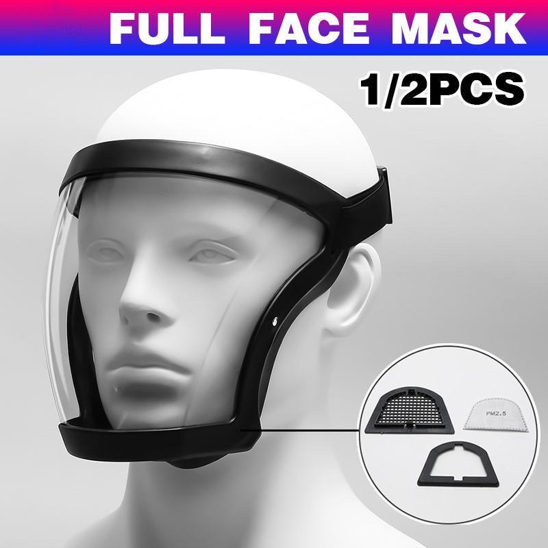 Super Protective Mask Anti-Fog Full Face Shield All-Inclusive For Men and Women - Black-2PC V528-FACESHIELD-BLACK-2PCS-489456