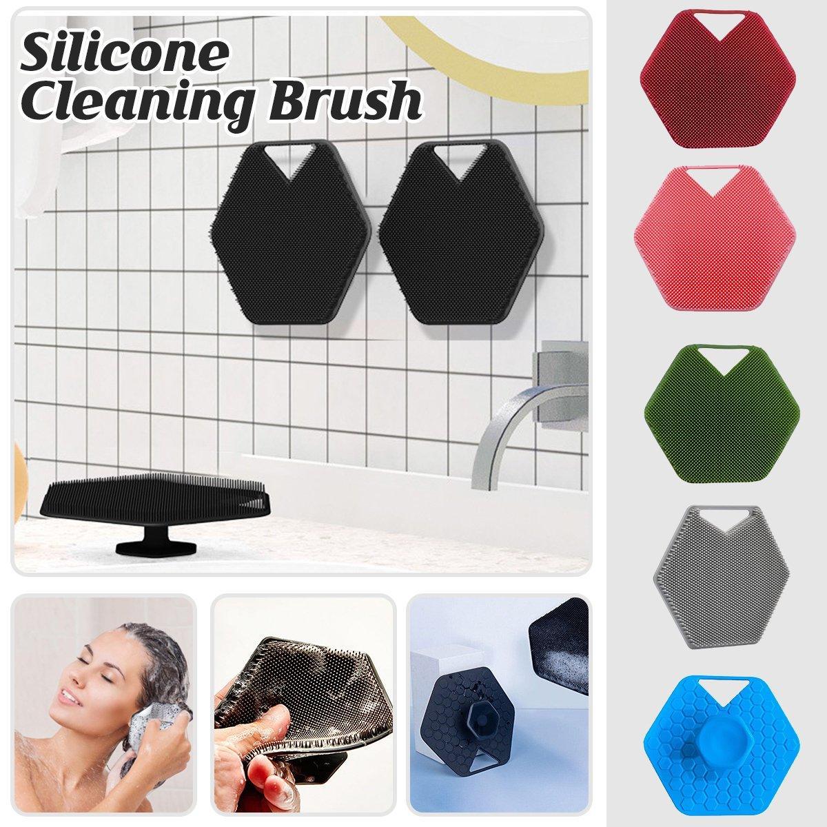 Silicone Bath Brush Soft Bristle Body Scrubber Facial Cleaning Massage Tool - Black V528-FACIAL-BRUSH-BLACK-955681
