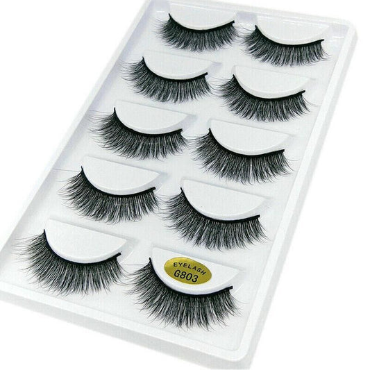 5 Pairs 3D Natural Thick False Fake Eyelashes Eye Lashes Mink Makeup Extension - G803 V528-FAKEEYELASHE-5PAIR-G803-610298
