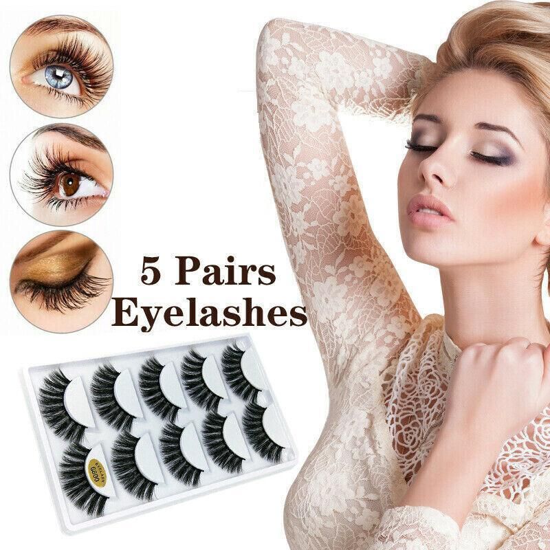 5 Pairs 3D Natural Thick False Fake Eyelashes Eye Lashes Mink Makeup Extension - G805 V528-FAKEEYELASHE-5PAIR-G805-633982