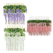 12X Artificial Silk Fake Flower Garland Vine Wisteria Leaf Hanging Wedding Decor - White V528-FAKEFLOWER-WHITE-12PCS-462362