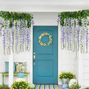 12X Artificial Silk Fake Flower Garland Vine Wisteria Leaf Hanging Wedding Decor - White V528-FAKEFLOWER-WHITE-12PCS-462362