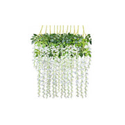 12X Artificial Silk Fake Flower Garland Vine Wisteria Leaf Hanging Wedding Decor - White V528-FAKEFLOWER-WHITE-12PCS-462362
