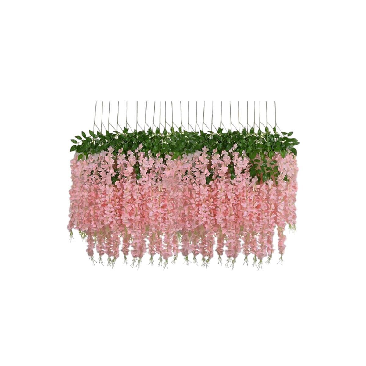 12X Artificial Silk Fake Flower Garland Vine Wisteria Leaf Hanging Wedding Decor - White V528-FAKEFLOWER-WHITE-12PCS-462362