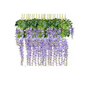 12X Artificial Silk Fake Flower Garland Vine Wisteria Leaf Hanging Wedding Decor - White V528-FAKEFLOWER-WHITE-12PCS-462362