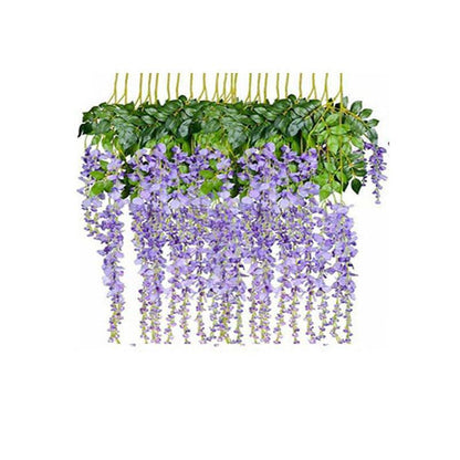 12X Artificial Silk Fake Flower Garland Vine Wisteria Leaf Hanging Wedding Decor - White V528-FAKEFLOWER-WHITE-12PCS-462362