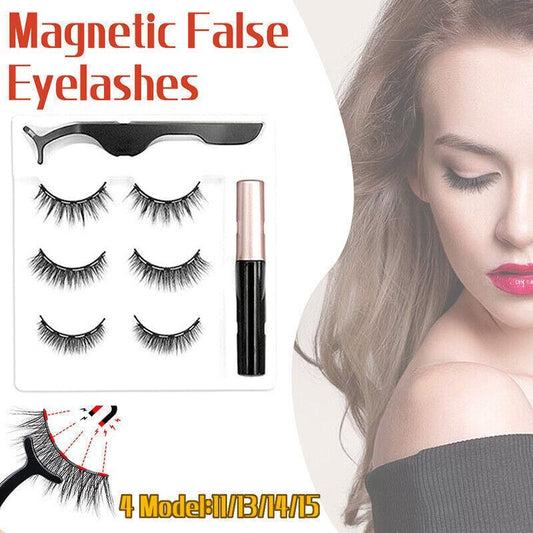 Magnetic False Eyelashes Natural Eye Lashes Extension Liquid Eyeliner Tweezer - Model 14 V528-FALSEEYELASHES-014-563736