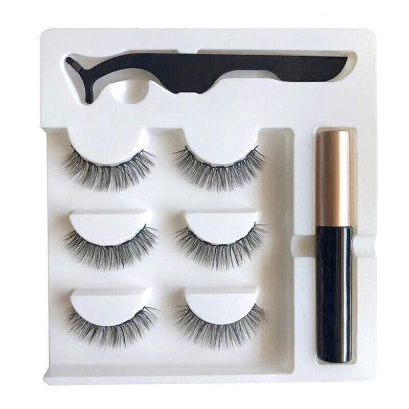 Magnetic False Eyelashes Natural Eye Lashes Extension Liquid Eyeliner Tweezer - Model 14 V528-FALSEEYELASHES-014-563736