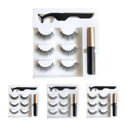 Magnetic False Eyelashes Natural Eye Lashes Extension Liquid Eyeliner Tweezer - Model 15 V528-FALSEEYELASHES-015-983885