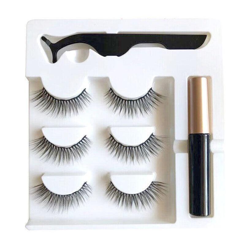 Magnetic False Eyelashes Natural Eye Lashes Extension Liquid Eyeliner Tweezer - Model 15 V528-FALSEEYELASHES-015-983885