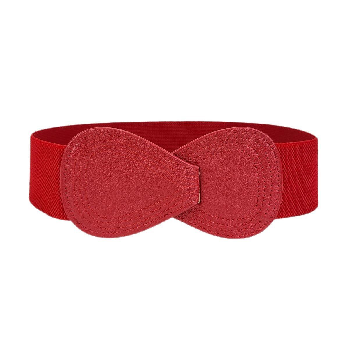 Fashion Belt Red Elastic Waist Cover Wide Belt Women Black Elastic Bow Decoration - Black V528-FASHION-BELT-70CM-BLACK-856907