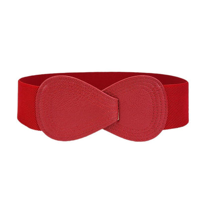 Fashion Belt Red Elastic Waist Cover Wide Belt Women Black Elastic Bow Decoration - Black V528-FASHION-BELT-70CM-BLACK-856907