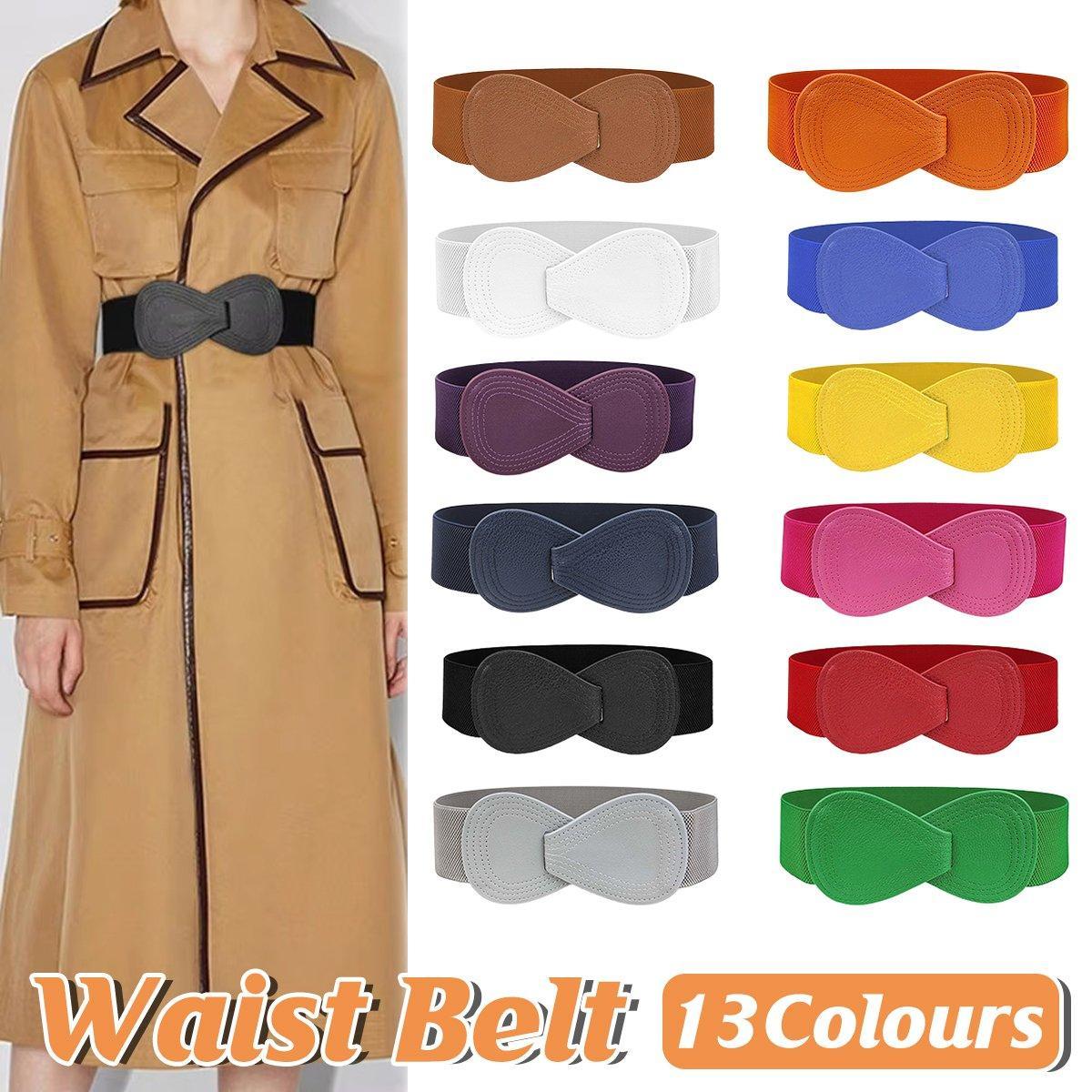 Fashion Belt Red Elastic Waist Cover Wide Belt Women Black Elastic Bow Decoration - Camel V528-FASHION-BELT-70CM-CAMEL-553480