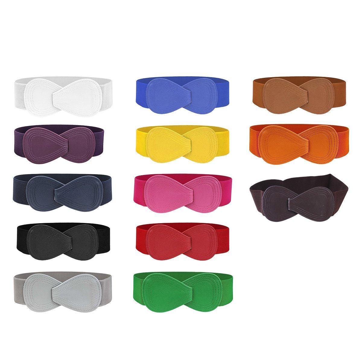 Fashion Belt Red Elastic Waist Cover Wide Belt Women Black Elastic Bow Decoration - Grey V528-FASHION-BELT-70CM-GREY-717288