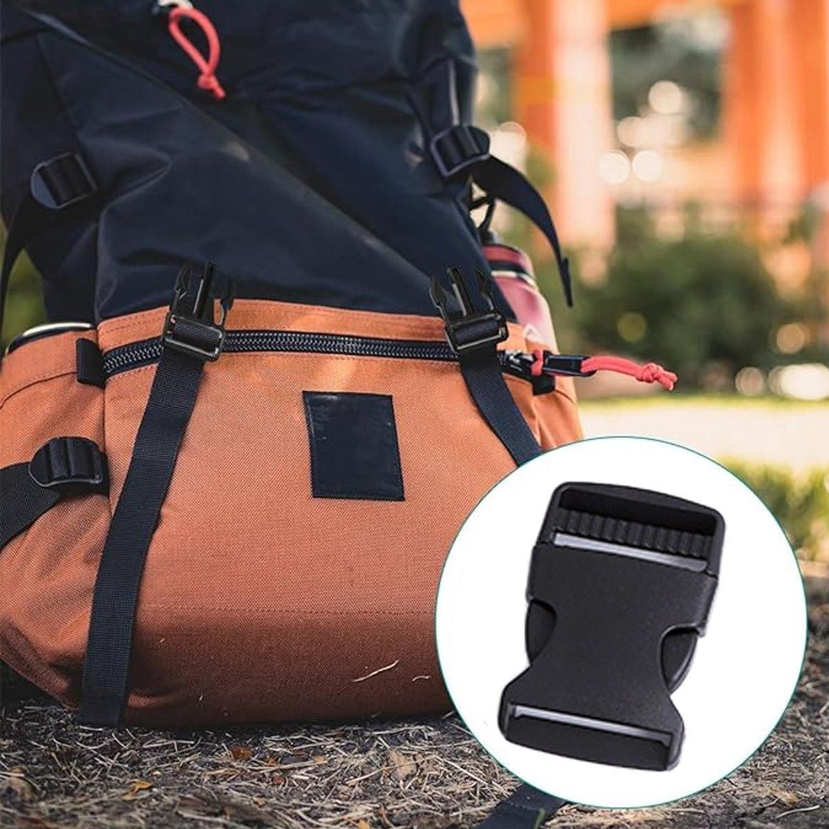 10pcs Black Plastic Buckle Clips for School Bag Backpack Strap Multifunctional - 32mm V528-FASTENER-32MM-10PCS-901149