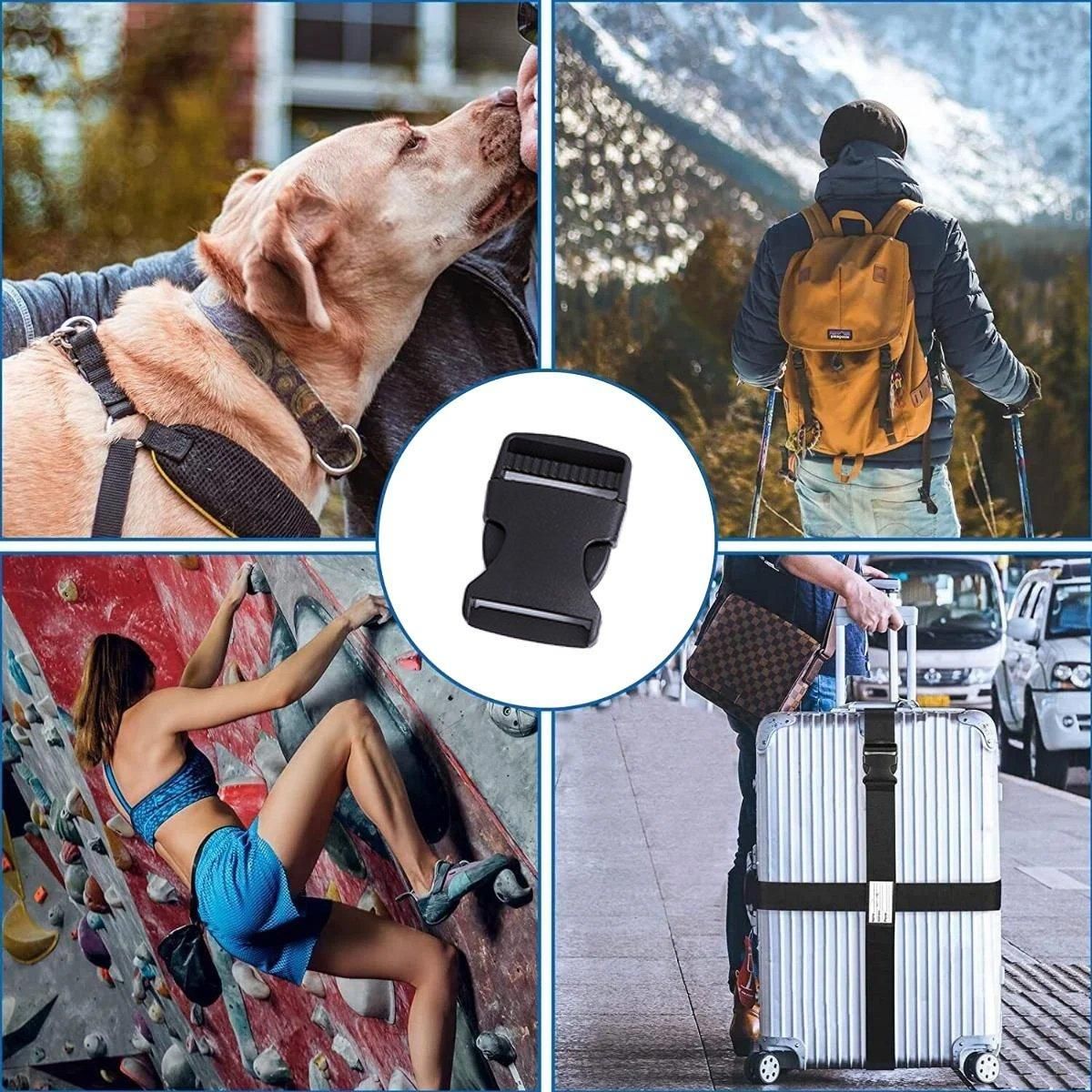 10pcs Black Plastic Buckle Clips for School Bag Backpack Strap Multifunctional - 38mm V528-FASTRNER-38MM-10PCS-608120