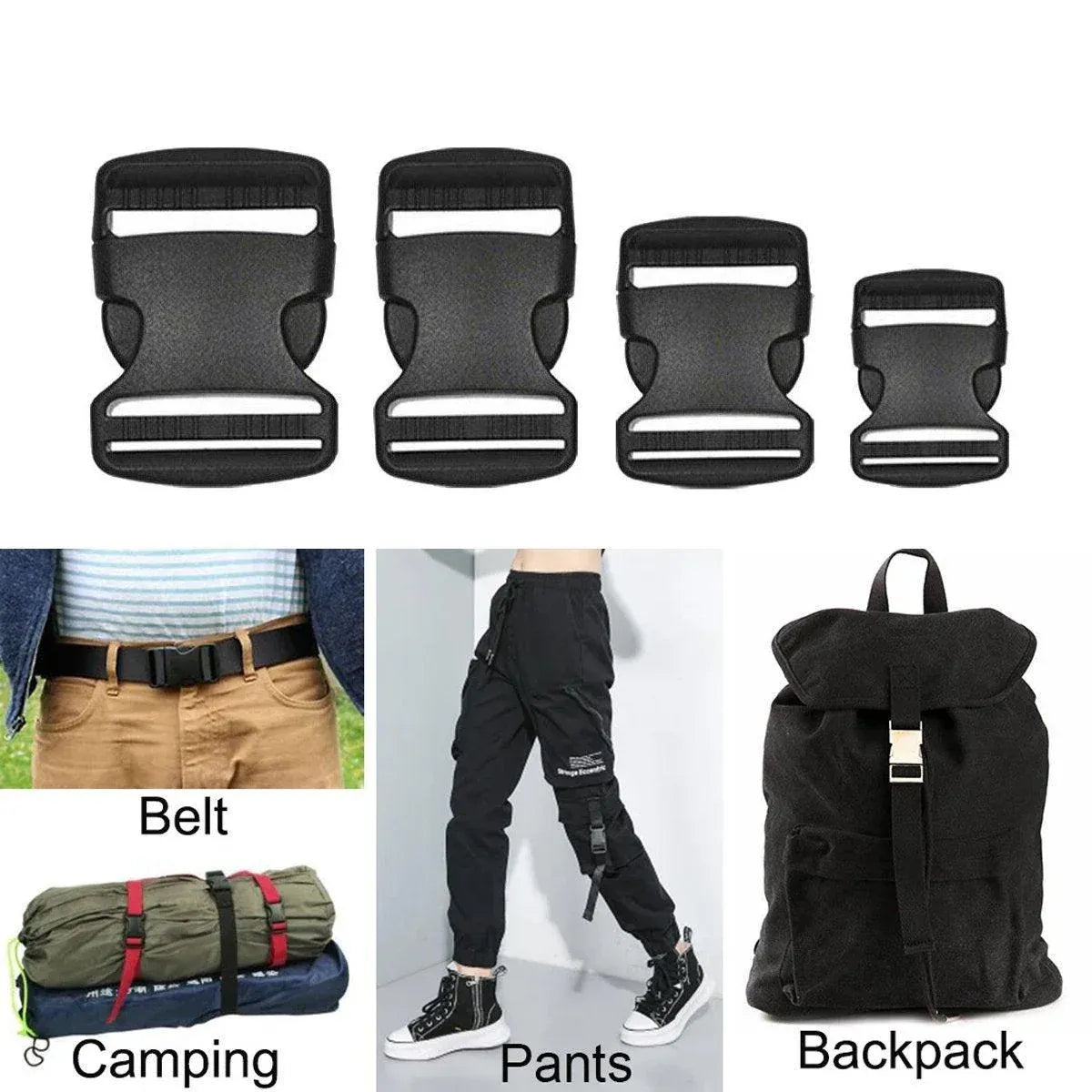 10pcs Black Plastic Buckle Clips for School Bag Backpack Strap Multifunctional - 38mm V528-FASTRNER-38MM-10PCS-608120