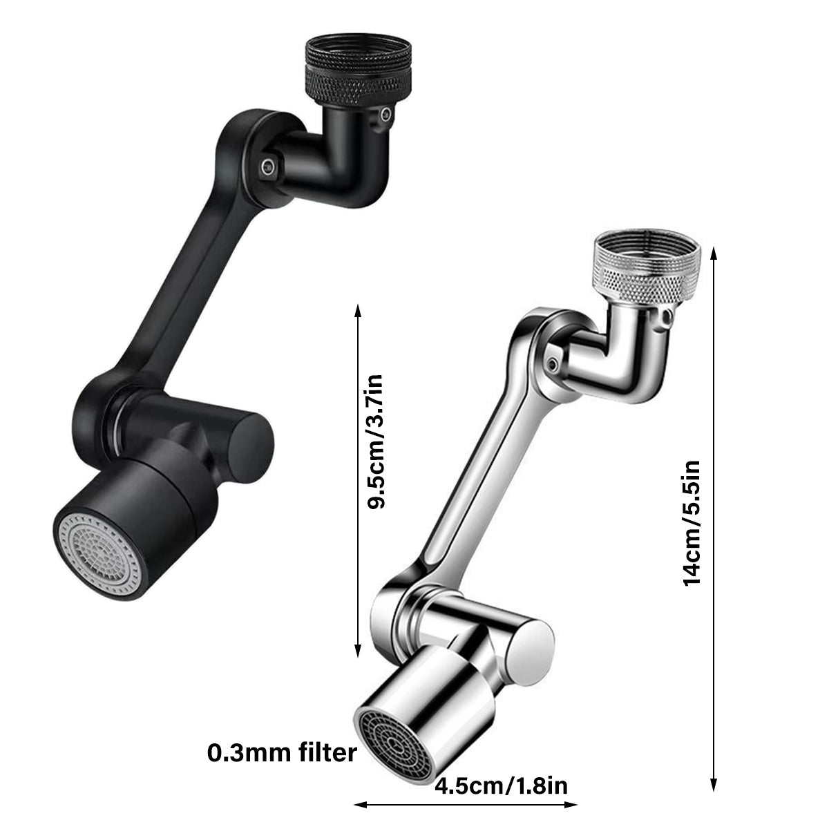 Multifunction Mechanical Arm Faucet Extender Rotatable Sink Tap Adapter Joint - Black V528-FAUCET-EXTENDER-BLACK-113667