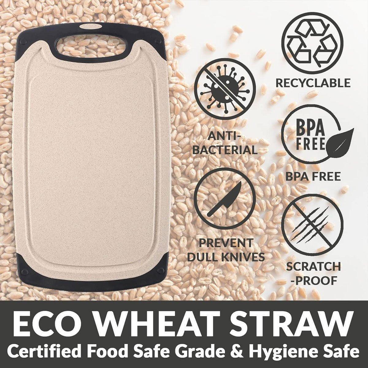 3PCS Wheat Straw Cutting Board Kitchen Chopping Board for Vegetables Meat Fruit V528-FDA-BEIGE-3PCS-711607