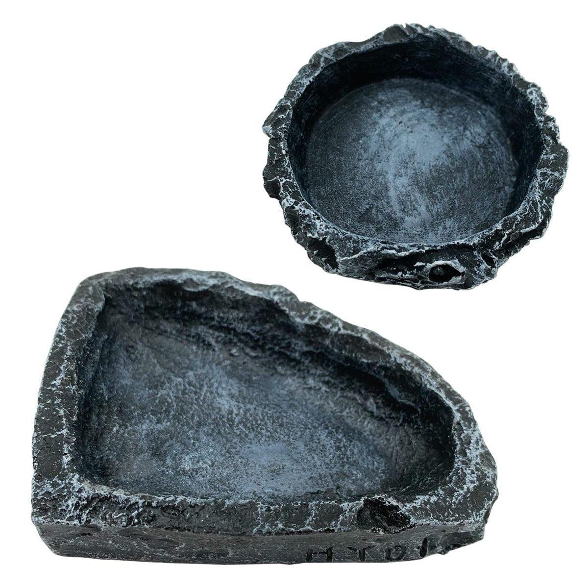2 Pack Reptile Water Dish Food Bowl Rock Worm Feeder for Leopard Gecko Lizard V528-FEEDER-2PCS-774125