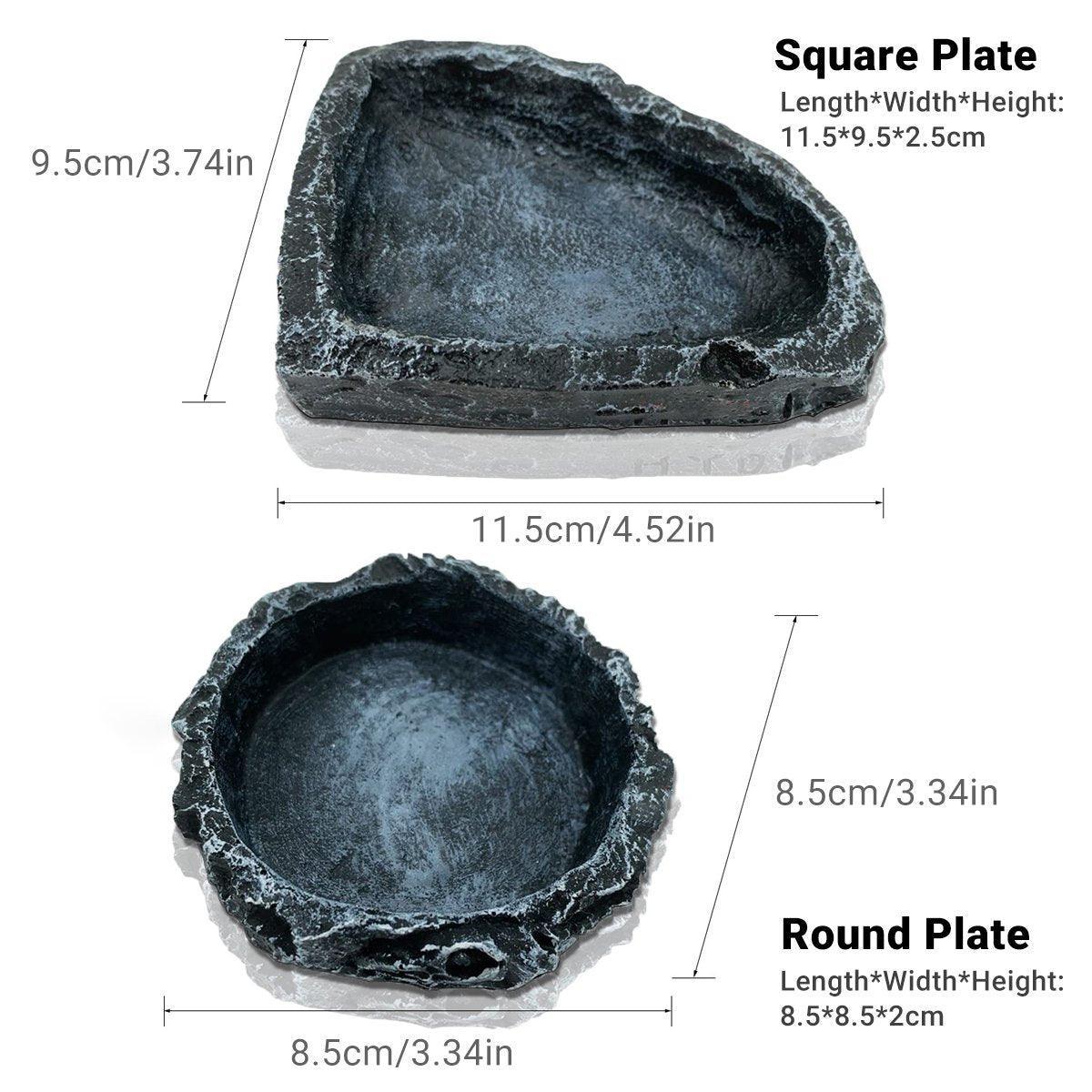 2 Pack Reptile Water Dish Food Bowl Rock Worm Feeder for Leopard Gecko Lizard V528-FEEDER-2PCS-774125