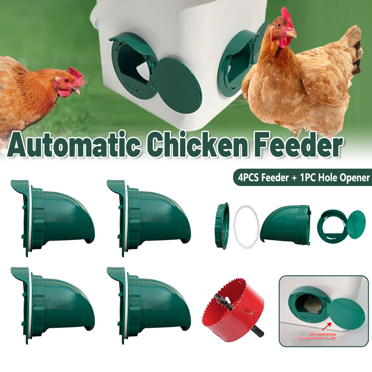 5PCS Automatic Chicken Feeder Poultry Feeding Cup Trough Drinker Set Hen Coop V528-FEEDER-5PCS-521777