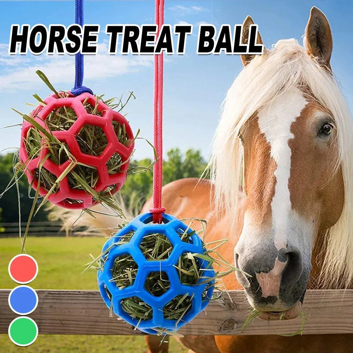Hanging Hay Feeders Stable Feed Polo Feeding Balls Toy for Horses and Livestock - Green V528-FEEDING-BALL-GREEN-896682