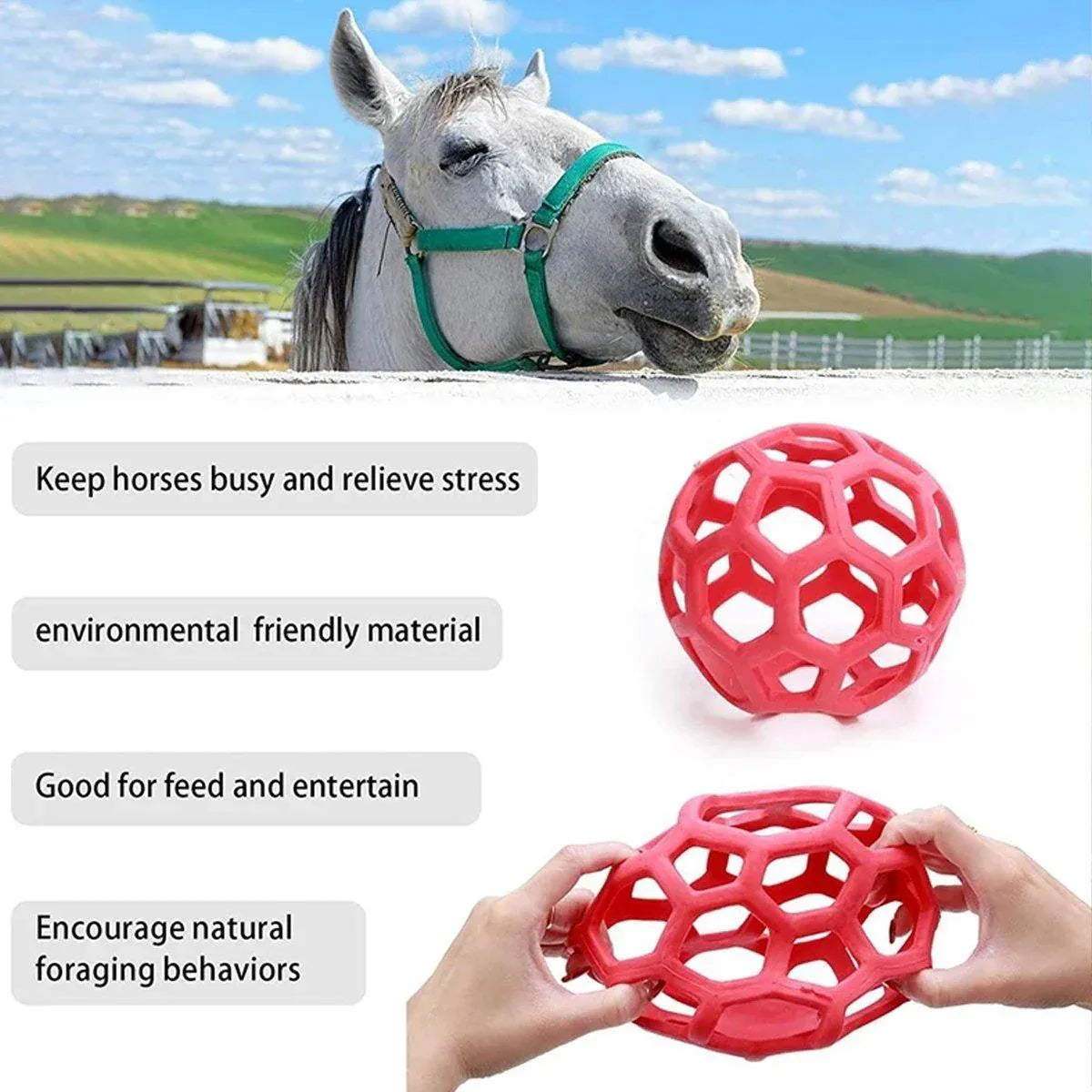 Hanging Hay Feeders Stable Feed Polo Feeding Balls Toy for Horses and Livestock - Green V528-FEEDING-BALL-GREEN-896682