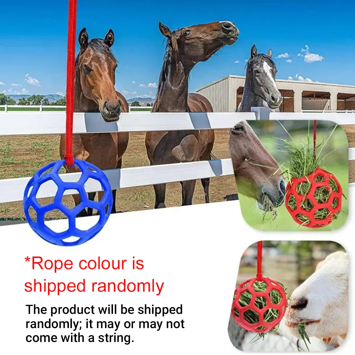 Hanging Hay Feeders Stable Feed Polo Feeding Balls Toy for Horses and Livestock - Red V528-FEEDING-BALL-RED-237799