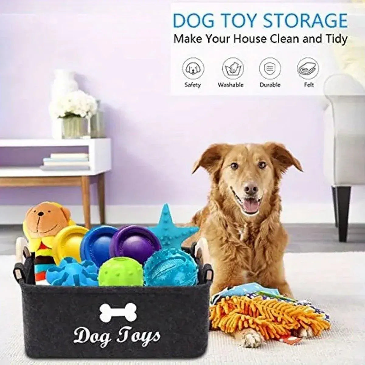 Large Felt Storage Basket for Dog Toys Dirty Clothes Sundries Home Organizer V528-FELT-STORAGE-227859