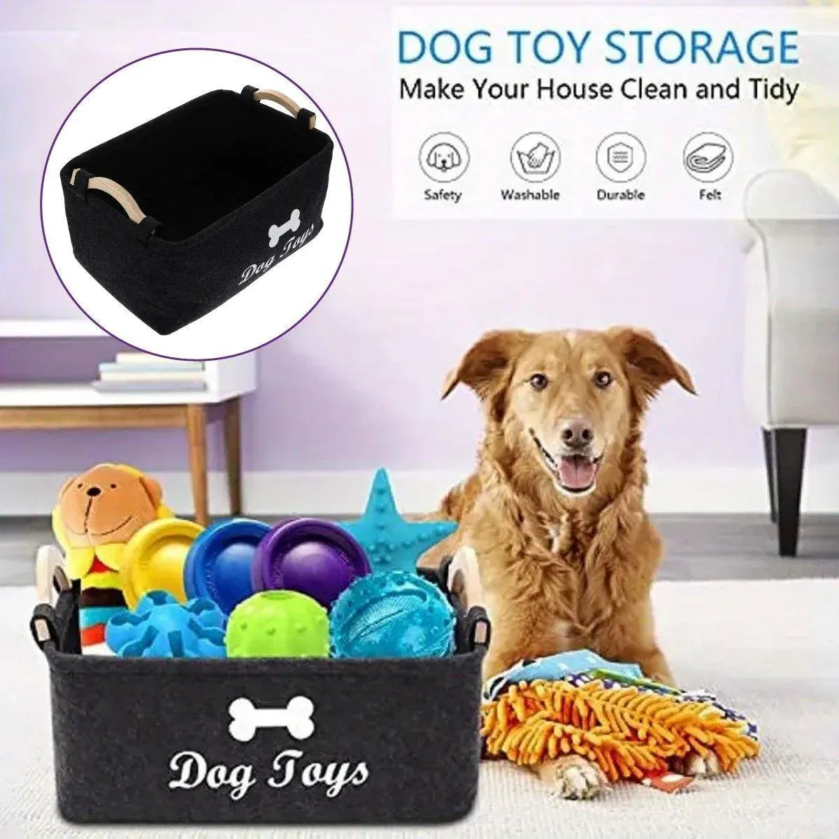 Large Felt Storage Basket for Dog Toys Dirty Clothes Sundries Home Organizer V528-FELT-STORAGE-227859