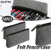 10PCS Large Capacity Felt Pencil Case Stationery Organizer Cosmetic Storage Bag V528-FELTPENBAG-MEDIUM-GREY-10PCS-456200