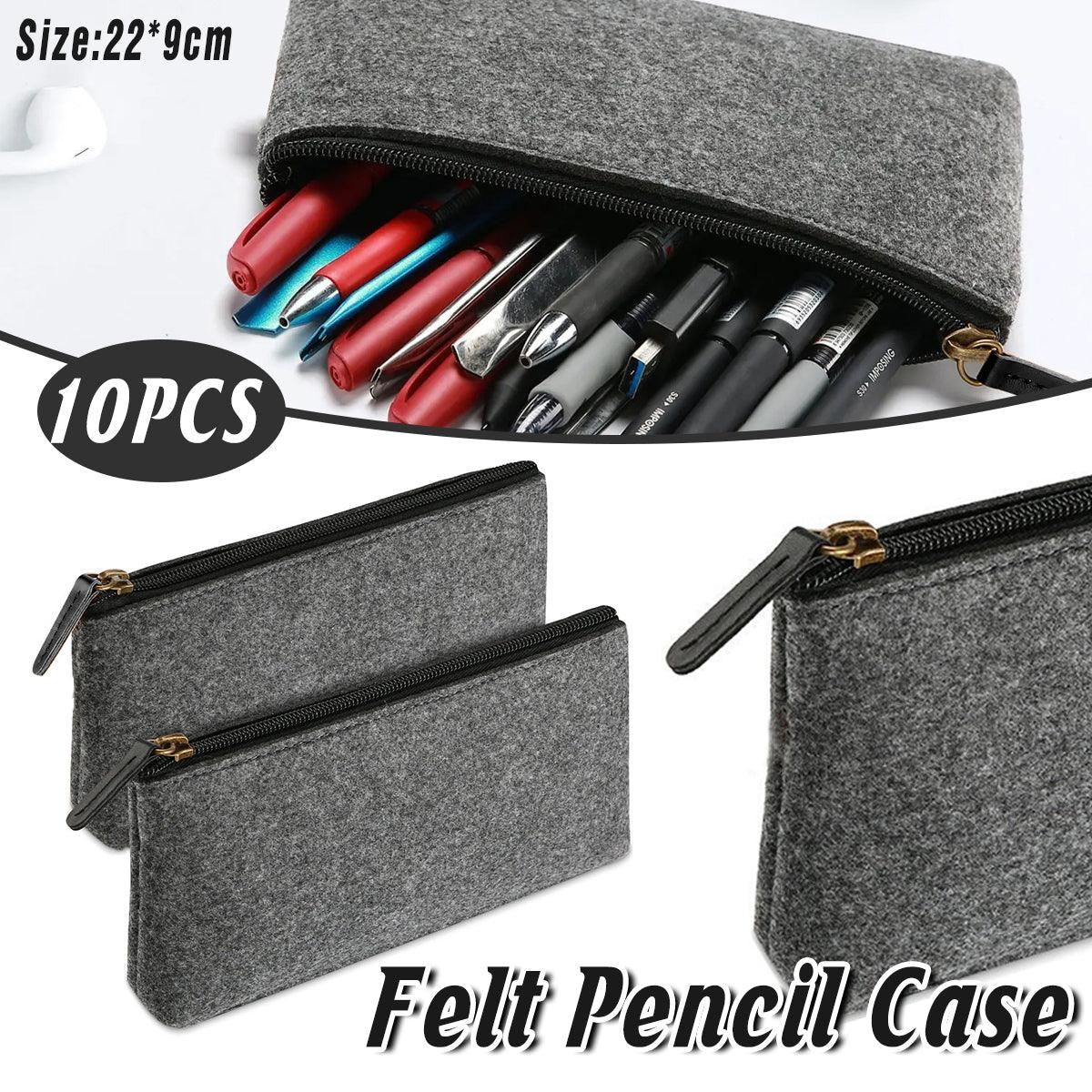 10PCS Large Capacity Felt Pencil Case Stationery Organizer Cosmetic Storage Bag V528-FELTPENBAG-MEDIUM-GREY-10PCS-456200