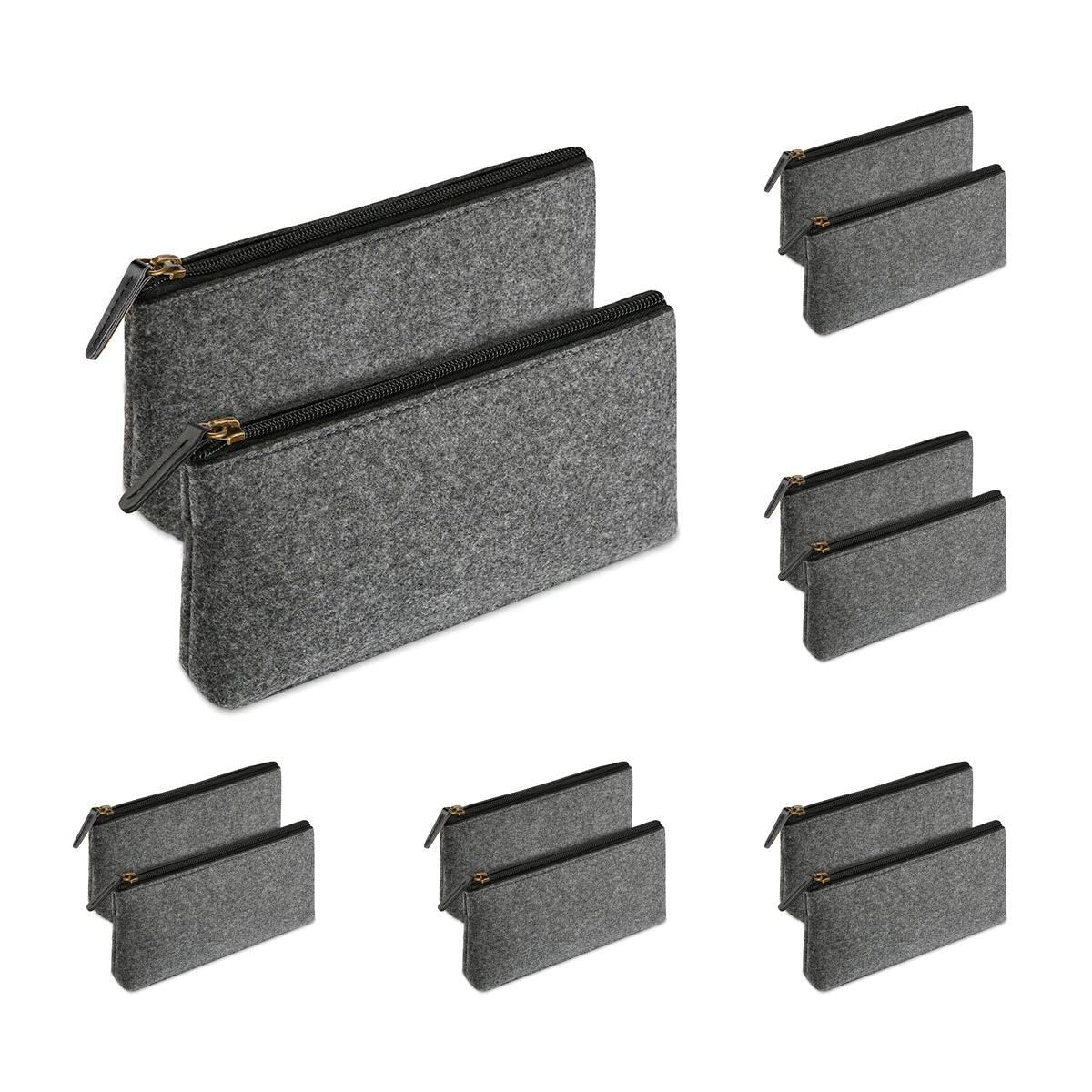 10PCS Large Capacity Felt Pencil Case Stationery Organizer Cosmetic Storage Bag V528-FELTPENBAG-MEDIUM-GREY-10PCS-456200