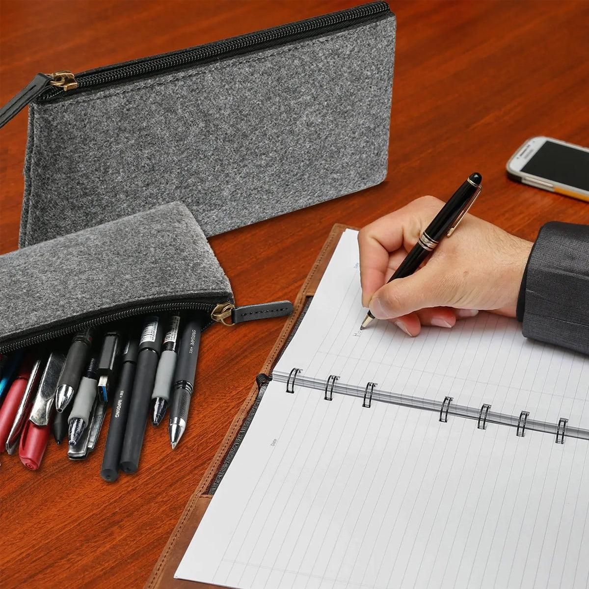 10PCS Large Capacity Felt Pencil Case Stationery Organizer Cosmetic Storage Bag V528-FELTPENBAG-MEDIUM-GREY-10PCS-456200