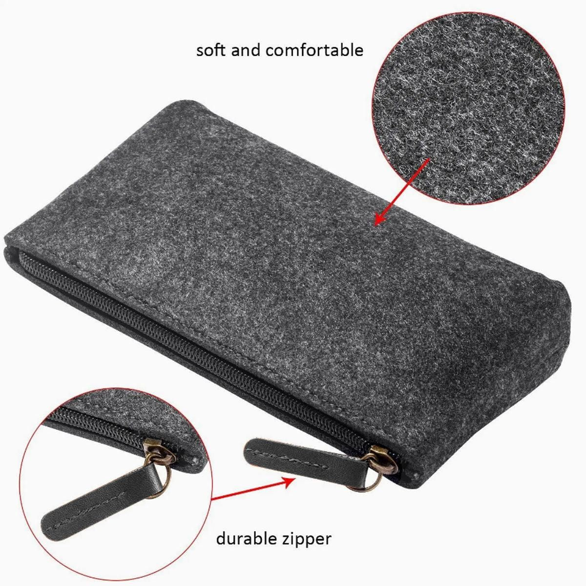 10PCS Large Capacity Felt Pencil Case Stationery Organizer Cosmetic Storage Bag V528-FELTPENBAG-MEDIUM-GREY-10PCS-456200