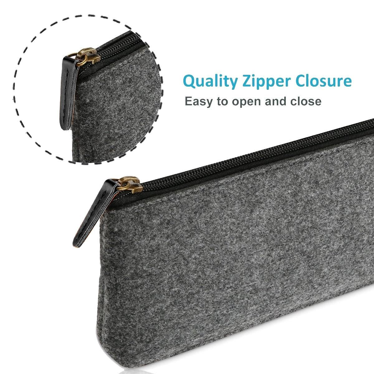 10PCS Large Capacity Felt Pencil Case Stationery Organizer Cosmetic Storage Bag V528-FELTPENBAG-MEDIUM-GREY-10PCS-456200