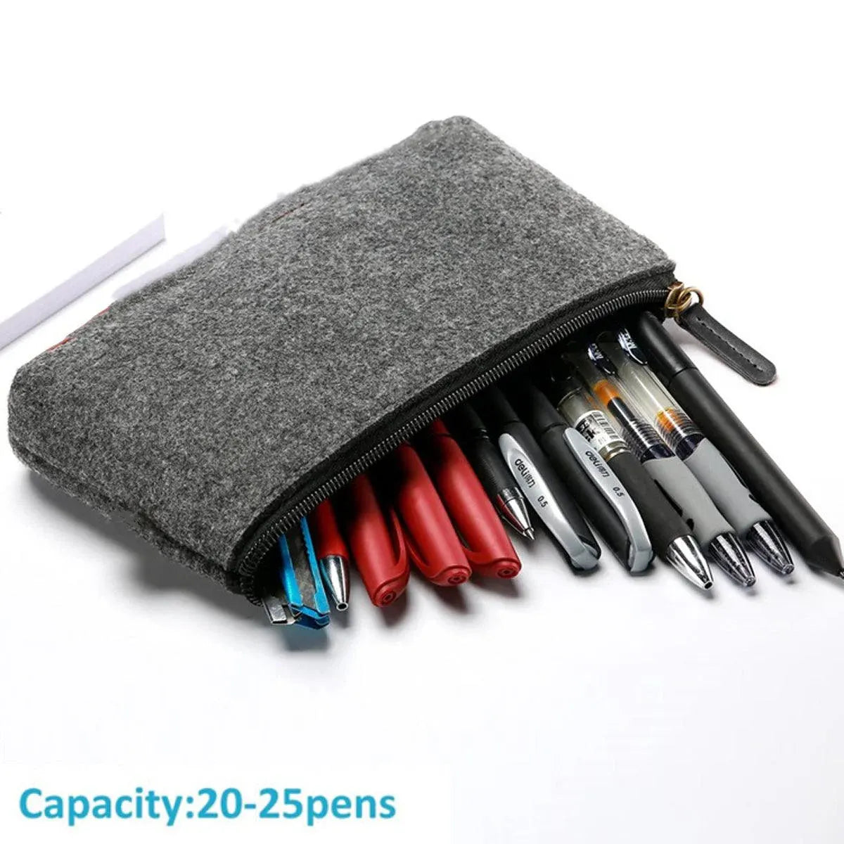 10PCS Large Capacity Felt Pencil Case Stationery Organizer Cosmetic Storage Bag V528-FELTPENBAG-MEDIUM-GREY-10PCS-456200