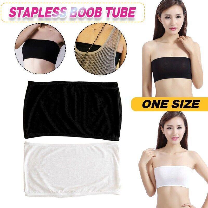 Female Strapless Boob Tube Top Bandeau Bra Modal Ladies Modal Stomacher Wrapped - Black V528-FEMALESTRAPLESS-BLACK-667344