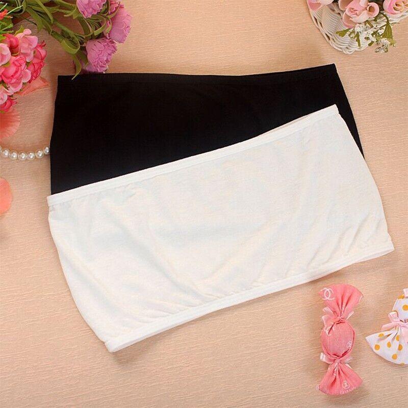 Female Strapless Boob Tube Top Bandeau Bra Modal Ladies Modal Stomacher Wrapped - White V528-FEMALESTRAPLESS-WHITE-850216