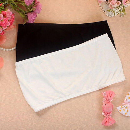 Female Strapless Boob Tube Top Bandeau Bra Modal Ladies Modal Stomacher Wrapped - White V528-FEMALESTRAPLESS-WHITE-850216