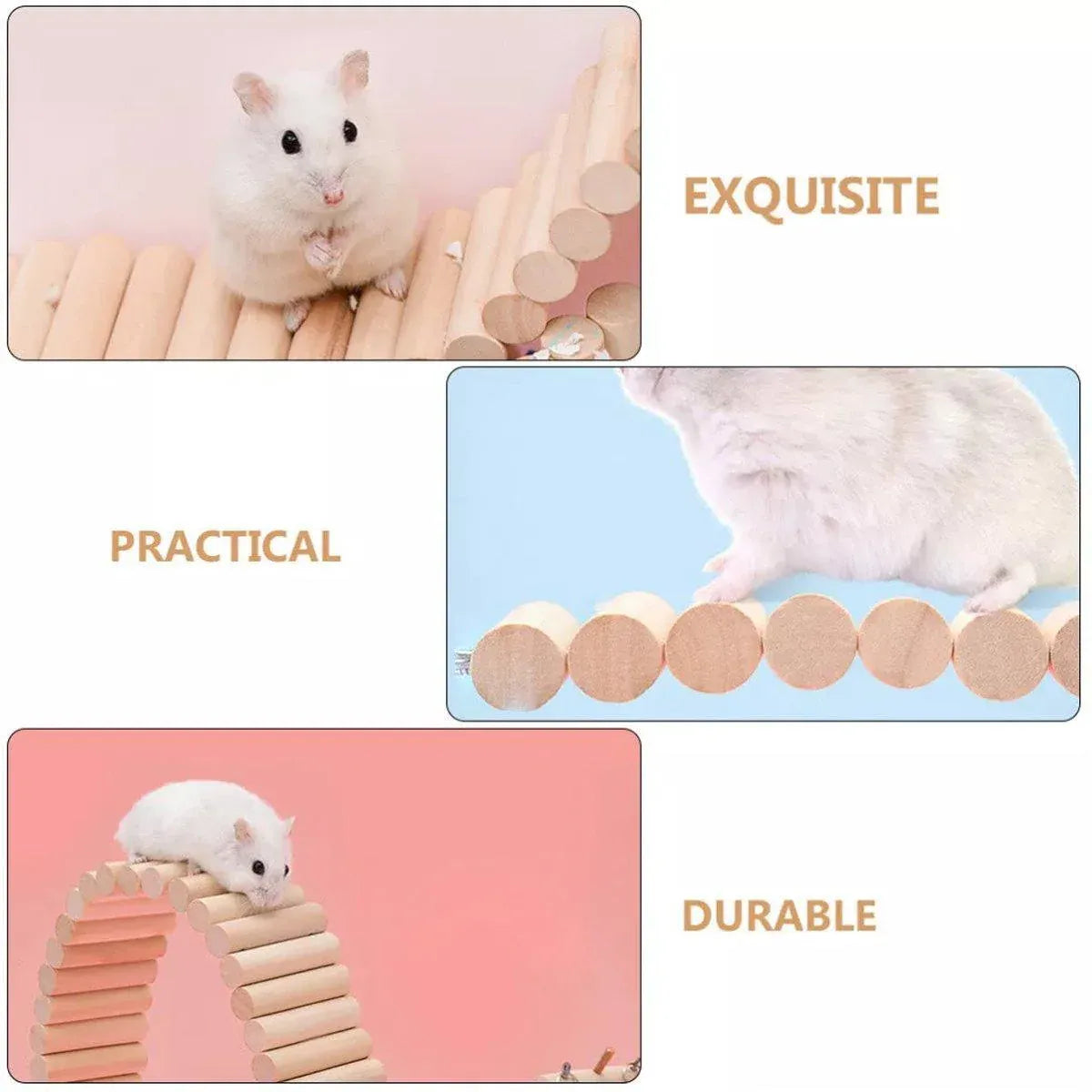 Wooden Hamster Toy Furniture Small Fence Climbing Stairs Arch Bridge for Pets V528-FENCE-8X30CM-2PCS-750700