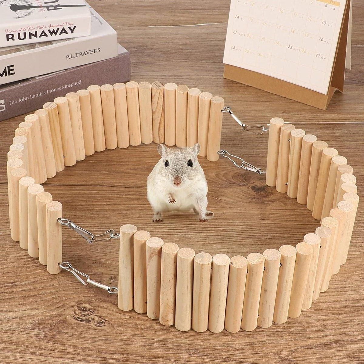 Wooden Hamster Toy Furniture Small Fence Climbing Stairs Arch Bridge for Pets V528-FENCE-8X30CM-2PCS-750700