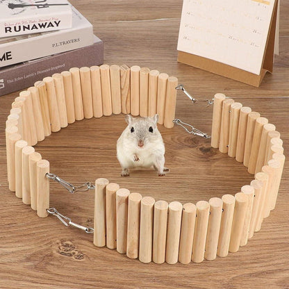 Wooden Hamster Toy Furniture Small Fence Climbing Stairs Arch Bridge for Pets V528-FENCE-8X30CM-2PCS-750700
