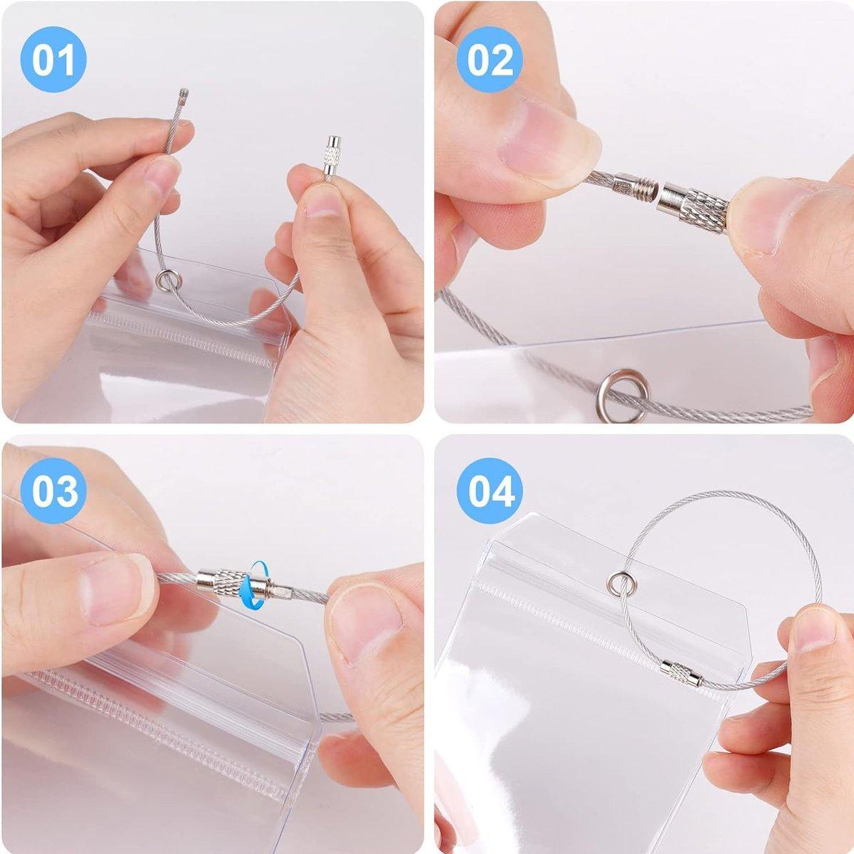 2/10PCS Cruise Ship Luggage Tags Holders Zip Pouch Keyring Steel Wire Cable - 2PCS V528-FERRULE-2PCS-269885